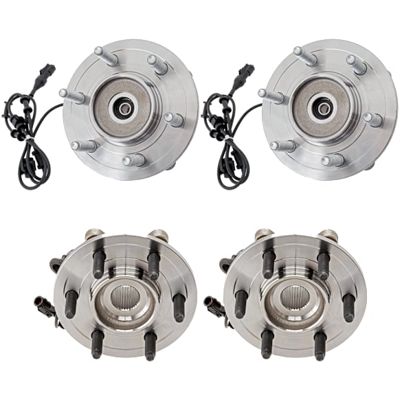 Front and Rear, Driver and Passenger Side Wheel Hub, 6 Lugs, With Bearing, With Sensor, 4WD