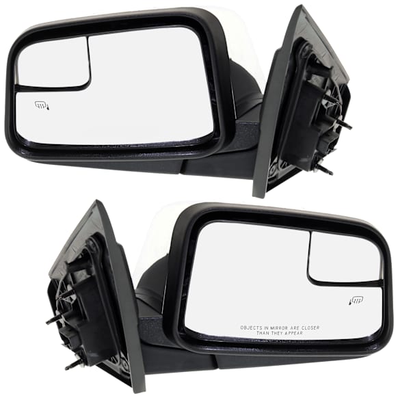 Driver and Passenger Side Mirrors, Power Adjust, Manual Folding, Heated, Chrome, No Signal Light, No Memory, With Puddle Light, No Auto-Dimming, With Blind Spot Glass