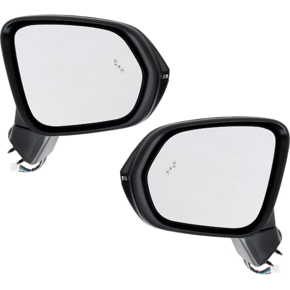Driver and Passenger Side Mirror, Power Adjust, Heated, Power Folding, Paintable, In-housing Signal Light, With Memory, No Puddle Light, No Auto-Dim, With Blind Spot Detection in Glass