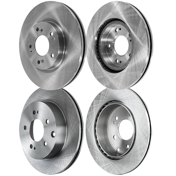 Front and Rear Brake Disc, 4-Wheel Set, Plain Surface, Vented, 5 Lugs