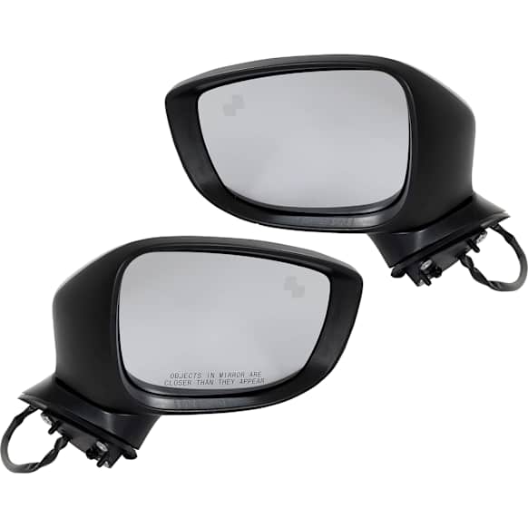 Driver and Passenger Side Mirror, Power Adjust, Heated, Manual Folding, Paintable, In-housing Signal Light, No Memory, No Puddle Light, No Auto-Dim, With Blind Spot Detection in Glass