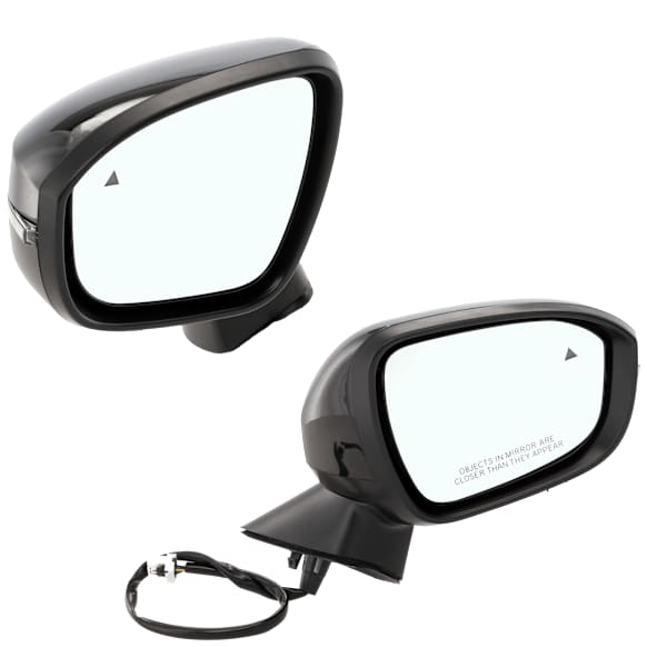 Driver and Passenger Side Mirror, Power Adjust, Heated, Manual Folding, Paintable, In-housing Signal Light, No Memory, No Puddle Light, No Auto-Dim, With Blind Spot Glass