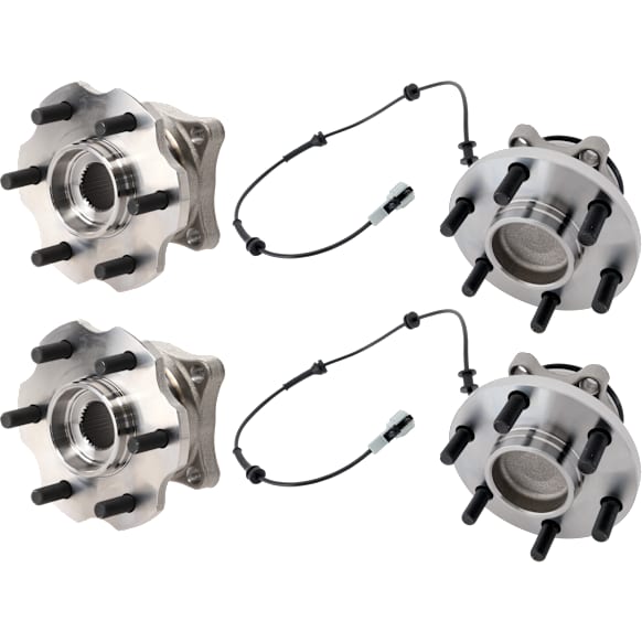 4-Wheel Set Front and Rear, Driver and Passenger Side Wheel Hubs, with Bearings and Sensor, RWD