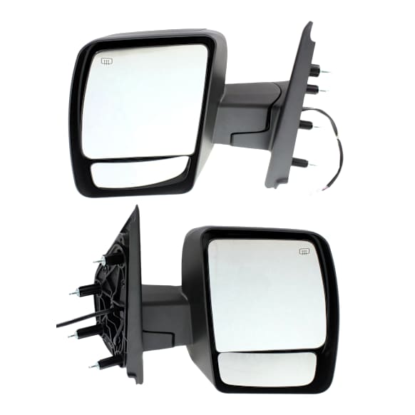 Driver and Passenger Side Mirror, Power Adjust, Heated, Manual Folding, Textured Black, No Signal Light, No Memory, No Puddle Light, No Auto-Dim, With Blind Spot Glass