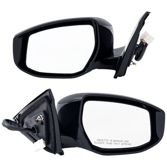Driver and Passenger Side Mirror, Power Adjust, Heated, Manual Folding, Paintable, In-housing Signal Light, With Memory, No Puddle Light, No Auto-Dim, No Blind Spot Feature