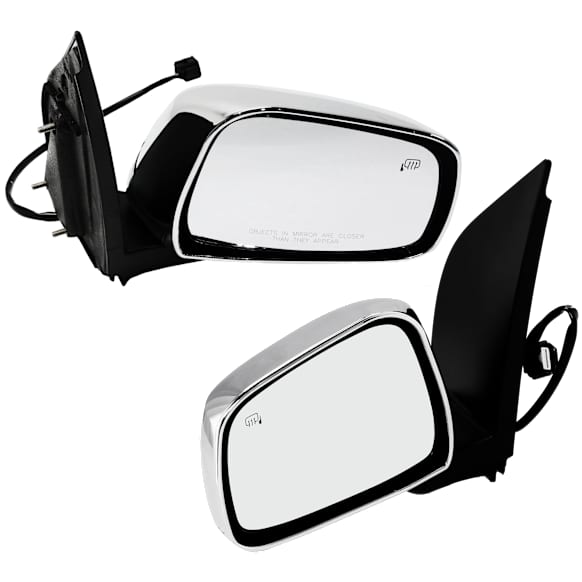 Driver and Passenger Side Mirror, Power Adjust, Heated, Manual Folding, Chrome, No Signal Light, No Memory, No Puddle Light, No Auto-Dim, No Blind Spot Feature