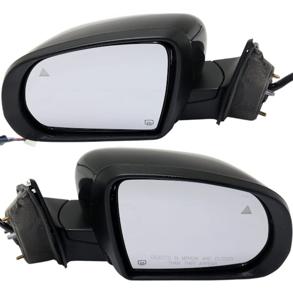 Driver and Passenger Side Mirror, Power Adjust, Heated, Manual Folding, Paintable, In-housing Signal Light, With Memory, With Puddle Light, No Auto-Dim, With Blind Spot Detection in Glass