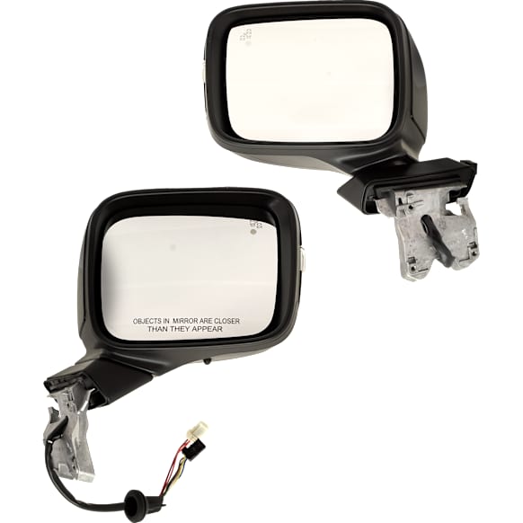 Driver and Passenger Side Mirrors, Power Adjust, Manual Folding, Heated, Paintable, In-housing Signal Light, With memory, No Puddle Light, No Auto-Dimming, With Blind Spot Detection in Glass