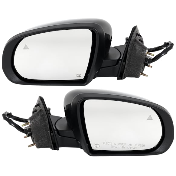 Driver and Passenger Side Mirror, Power Adjust, Heated, Manual Folding, Paintable, No Signal Light, No Memory, No Puddle Light, No Auto-Dim, With Blind Spot Detection in Glass