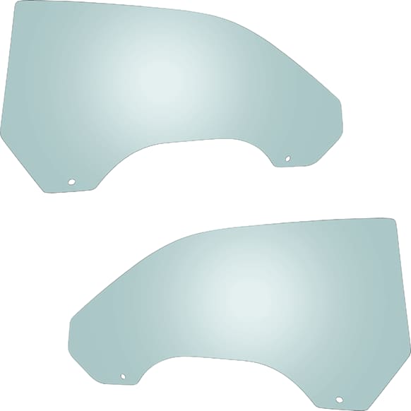 Front, Driver and Passenger Side Door Glasses, Green Tint, Replaces NAGS No. DD11568GTN, DD11569GTN