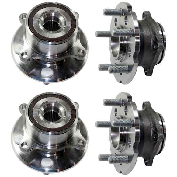 Front and Rear, Driver and Passenger Side Wheel Hub, 5 Lugs, With Bearing, FWD, 3.5L, 6Cyl