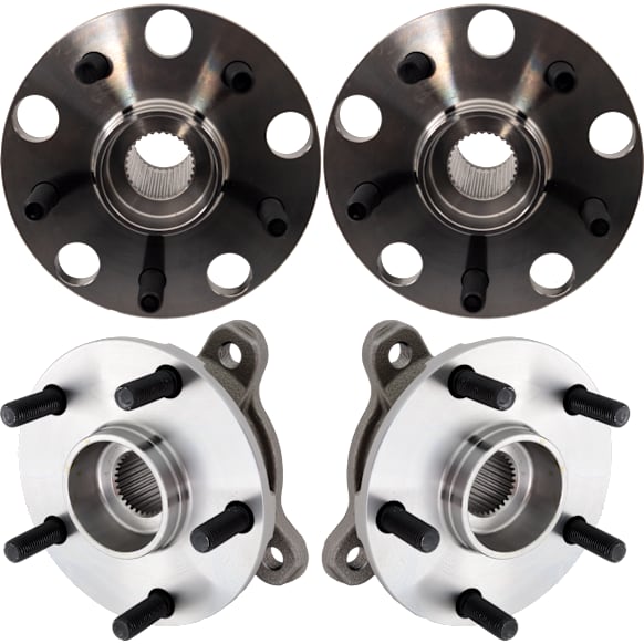 Front and Rear, Driver and Passenger Side Wheel Hub, 5 Lugs, With Bearing, AWD