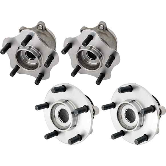 Front and Rear, Driver and Passenger Side Wheel Hub, 5 Lugs, With Bearing, AWD, 1.6L, 4Cyl