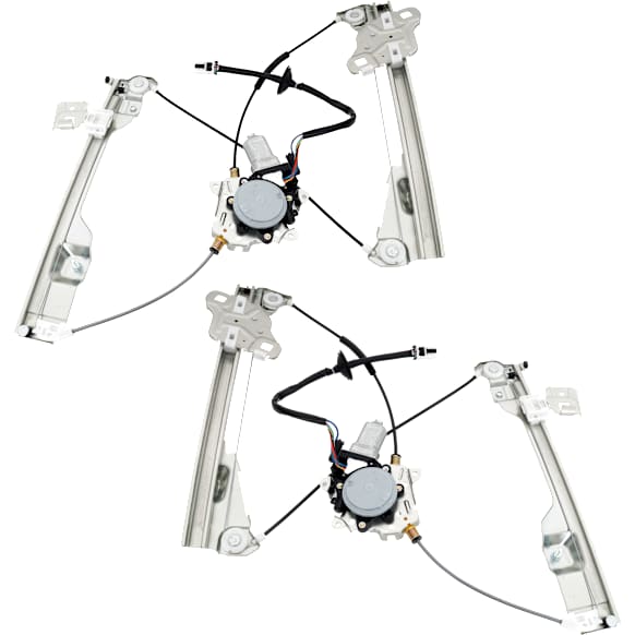 Front, Driver and Passenger Side Power Window Regulator, With Motor