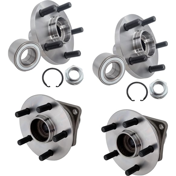 Front and Rear, Driver and Passenger Side Wheel Hub, 5 Lugs, With Bearing