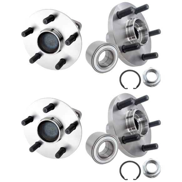 Front and Rear, Driver and Passenger Side Wheel Hub, 5 Lugs, With Bearing, 1.8L, 4Cyl