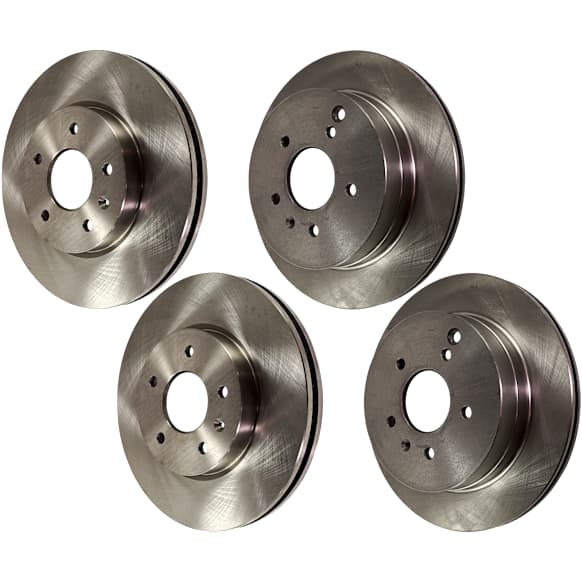 Front and Rear Brake Disc, 4-Wheel Set, Plain Surface, Vented, 5 Lugs