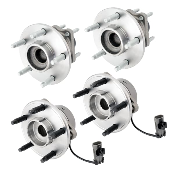 4-Wheel Set Front and Rear, Driver and Passenger Side Wheel Hubs, With Bearing, With Sensor, 5 Lugs, 4-Wheel ABS, with 5 Stud Hub