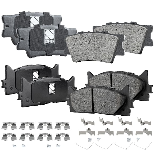 Front and Rear Brake Pad Set, 4-Wheel Set, Ceramic