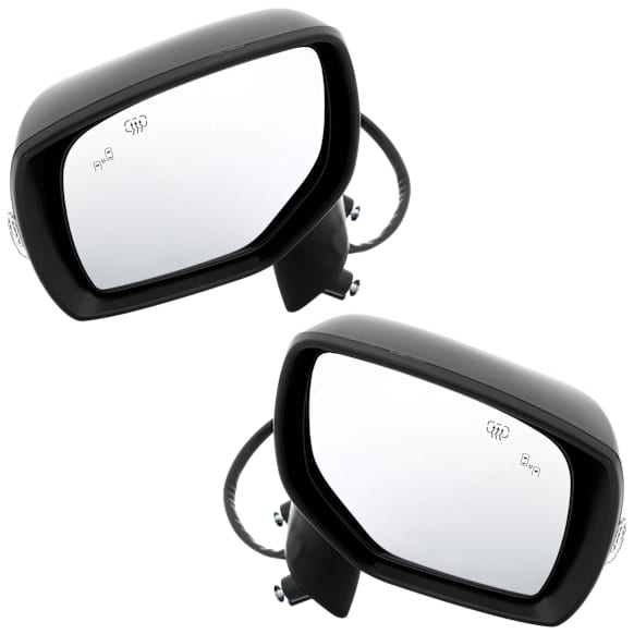 Driver and Passenger Side Mirror, Power Adjust, Heated, Manual Folding, Paintable, In-housing Signal Light, No Memory, No Puddle Light, No Auto-Dim, With Blind Spot Detection in Glass