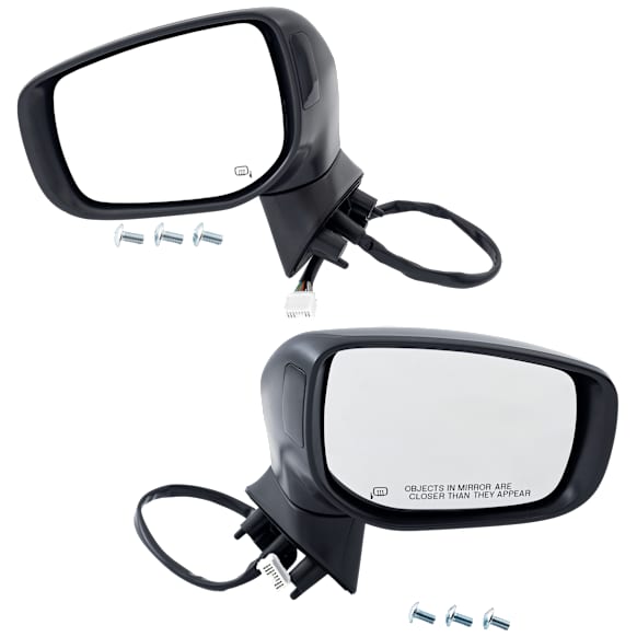 Driver and Passenger Side Mirror, Power Adjust, Heated, Manual Folding, Paintable, In-housing Signal Light, No Memory, No Puddle Light, No Auto-Dim, With Blind Spot Detection in Glass