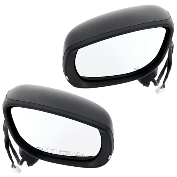 Driver and Passenger Side Mirror, Power Adjust, Heated, Manual Folding, Paintable, In-housing Signal Light, No Memory, No Puddle Light, No Auto-Dim, With Blind Spot Light in Housing