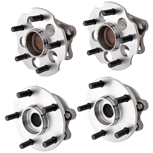 Front and Rear, Driver and Passenger Side Wheel Hub, 5 Lugs, With Bearing, FWD