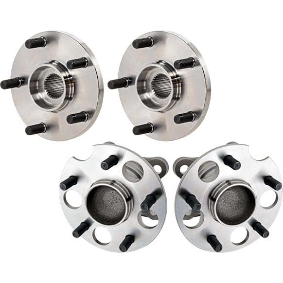 4-Wheel Set Front and Rear, Driver and Passenger Side Wheel Hubs, With Bearing, FWD
