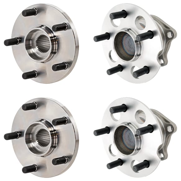 4-Wheel Set Front and Rear, Driver and Passenger Side Wheel Hubs, Front - Without Bearing; Rear - With Bearing, With Sensor, FWD