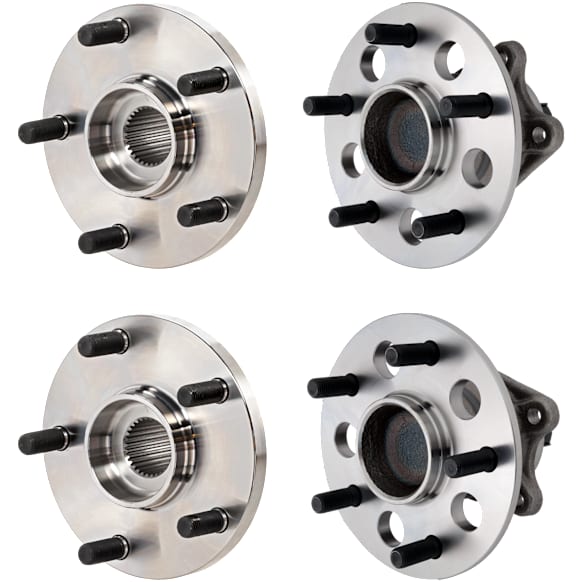 4-Wheel Set Front and Rear, Driver and Passenger Side Wheel Hubs, Front - Without Bearing; Rear - With Bearing