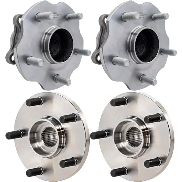 4-Wheel Set Front and Rear, Driver and Passenger Side Wheel Hubs, Front - Without Bearing; Rear - With Bearing, With Sensor, FWD