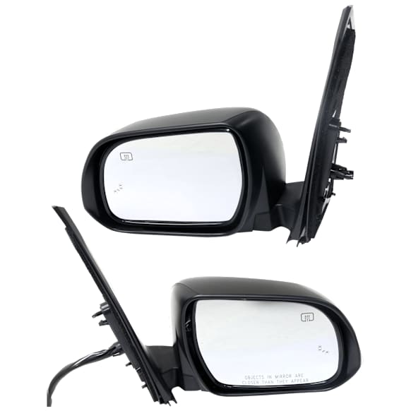 Driver and Passenger Side Mirror, Power Adjust, Heated, Power Folding, Paintable, In-housing Signal Light, With Memory, With Puddle Light, No Auto-Dim, With Blind Spot Detection in Glass
