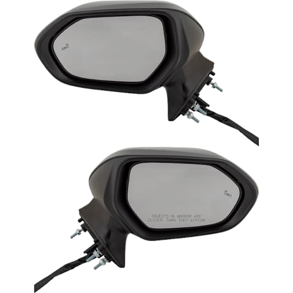 Driver and Passenger Side Mirrors, Power Adjust, Manual Folding, Heated, Paintable, In-housing Signal Light, With memory, No Puddle Light, No Auto-Dimming, With Blind Spot Detection in Glass