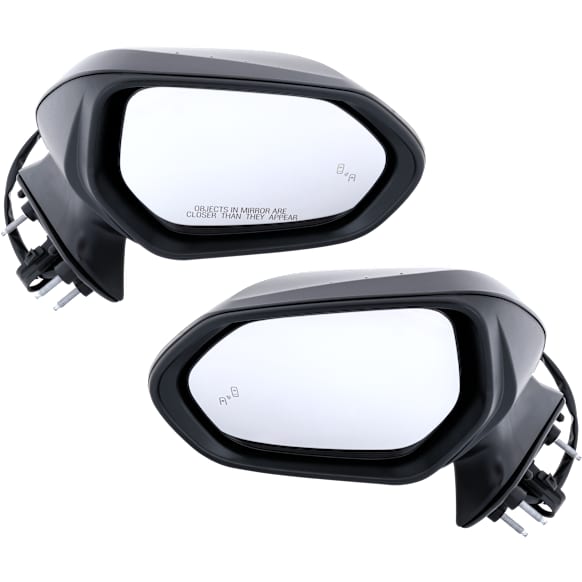 Driver and Passenger Side Mirror, Power Adjust, Heated, Manual Folding, Paintable, In-housing Signal Light, No Memory, No Puddle Light, No Auto-Dim, With Blind Spot Detection in Glass