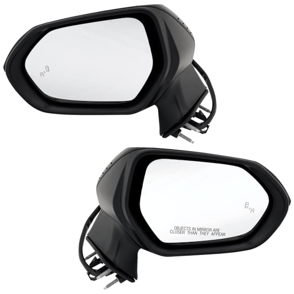 Driver and Passenger Side Mirror, Power Adjust, Heated, Manual Folding, Paintable, In-housing Signal Light, No Memory, No Puddle Light, No Auto-Dim, With Blind Spot Detection in Glass