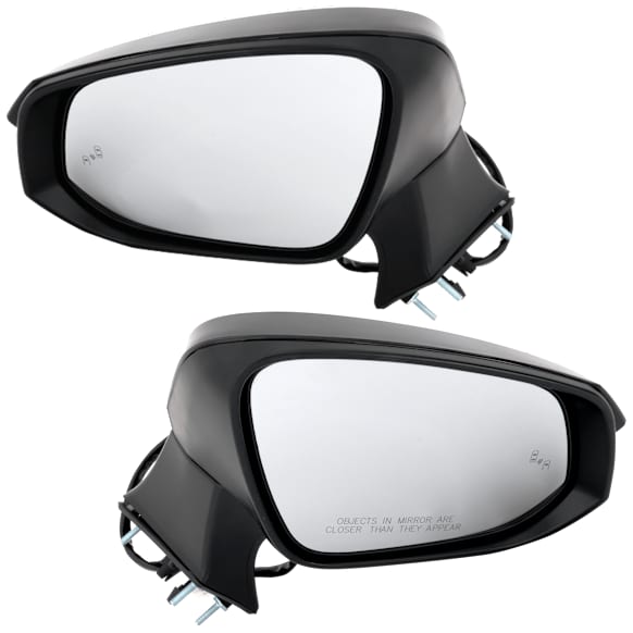 Driver and Passenger Side Mirror, Power Adjust, Heated, Power Folding, Paintable, In-housing Signal Light, With Memory, With Puddle Light, No Auto-Dim, With Blind Spot Detection in Glass