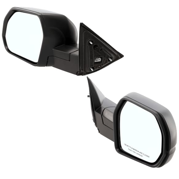 Driver and Passenger Side Mirror, Power Adjust, Heated, Manual Folding, Textured Black, No Signal Light, No Memory, No Puddle Light, No Auto-Dim