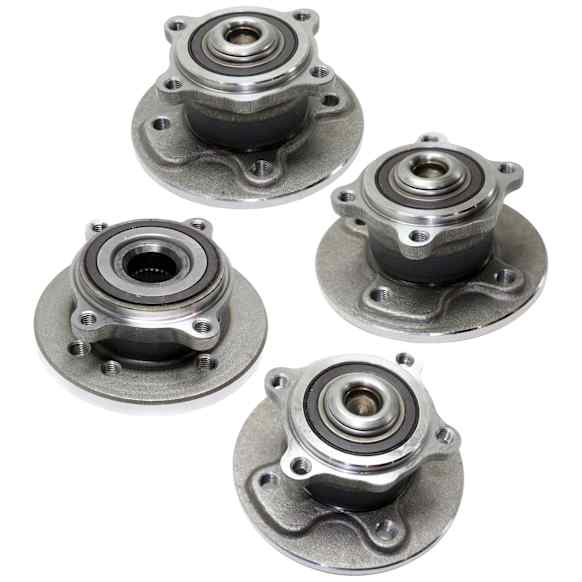 Front and Rear, Driver and Passenger Side Wheel Hub, 4 Lugs, With Bearing, 1.6L, 4Cyl