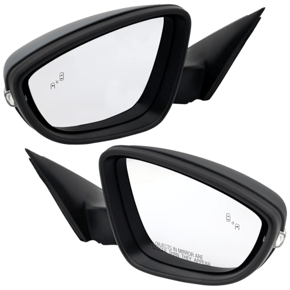 Driver and Passenger Side Mirror, Power Adjust, Heated, Manual Folding, Paintable, In-housing Signal Light, With Memory, No Puddle Light, No Auto-Dim, With Blind Spot Detection in Glass