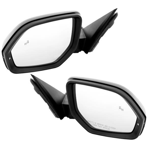 Driver and Passenger Side Mirrors, Power Adjust, Manual Folding, Heated, Paintable, In-Housing Signal Light, With Memory, No Puddle Light, No Auto-Dimming, With Blind Spot Detection in Glass