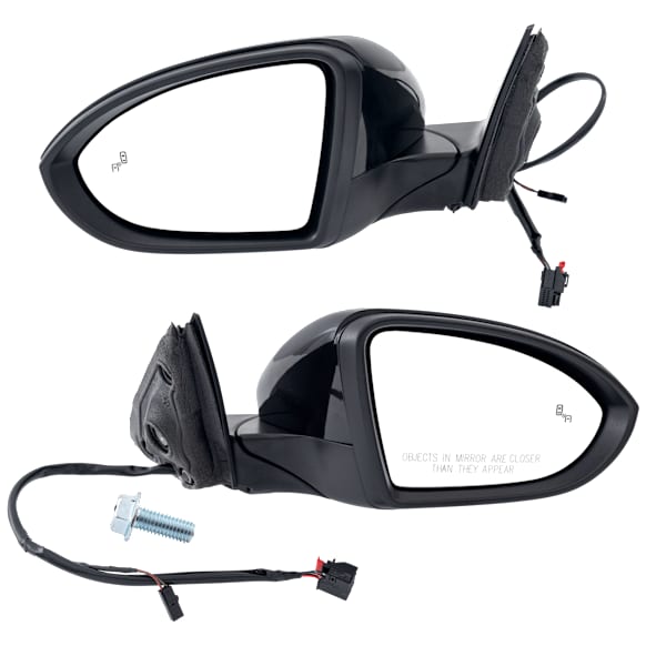 Driver and Passenger Side Mirror, Power Adjust, Heated, Manual Folding, Paintable, No Signal Light, No Memory, No Puddle Light, No Auto-Dim, With Blind Spot Detection in Glass