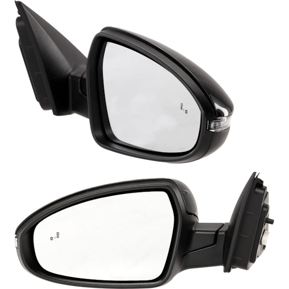 Driver and Passenger Side Mirror, Power Adjust, Heated, Manual Folding, Paintable, In-housing Signal Light, No Memory, No Puddle Light, No Auto-Dim, With Blind Spot Detection in Glass