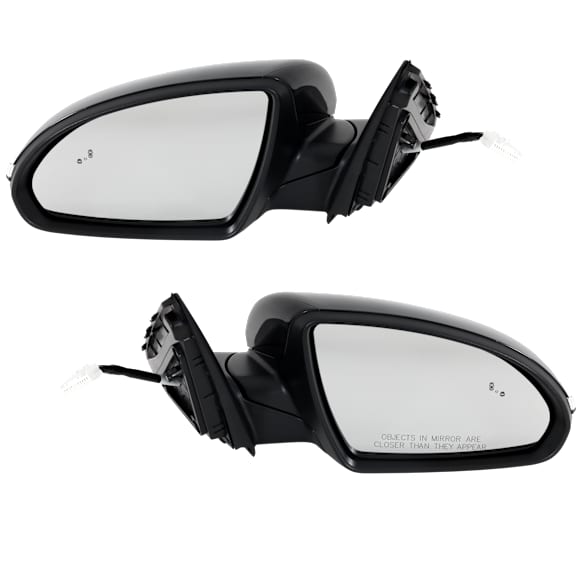 Driver and Passenger Side Mirror, Power Adjust, Heated, Manual Folding, Paintable, In-housing Signal Light, No Memory, No Puddle Light, No Auto-Dim, With Blind Spot Detection in Glass