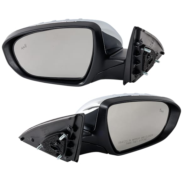 Driver and Passenger Side Mirrors, Power Adjust, Power Folding, Heated, Chrome, In-housing Signal Light, No Memory, No Puddle Light, No Auto-Dimming, With Blind Spot Detection in Glass