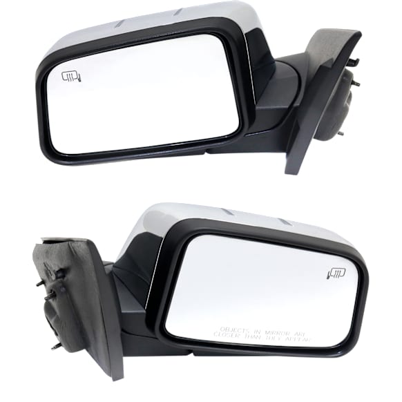 Driver and Passenger Side Mirrors, Power Adjust, Manual Folding, Heated, Chrome, No Signal Light, With memory, With Puddle Light, No Auto-Dimming, No Blind Spot Feature