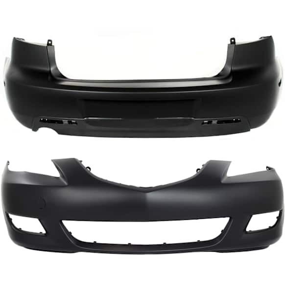 2004 Mazda 3 - Front and Rear Primed Bumper Cover, Sedan, For Models With Standard Bumper
