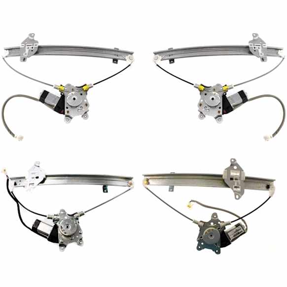 Front and Rear, Driver and Passenger Side Window Regulators, Power, With Motor