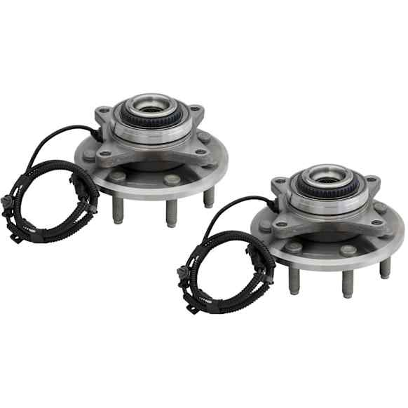 SET-MO513326-2 Front, Driver and Passenger Side Wheel Hub, 7 Lugs, With Bearing, Problem Solver Series