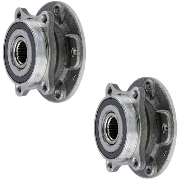 SET-MO513348-2 Front, Driver and Passenger Side Wheel Hub, 5 Lugs, With Bearing, Problem Solver Series