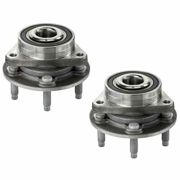 SET-MO513403-2 Front, Driver and Passenger Side Wheel Hub, 5 Lugs, With Bearing, Sensor Included